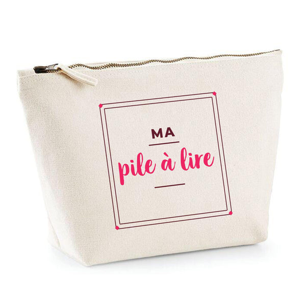 Trousse Ma Pile A Lire - Pouch Case - Idée Trousse Rangement Cadeau Anniversaire Fête Original Famille Travail Départ Collègue Retraite Noël. - Bordeaux&Rose - 3