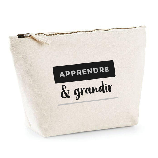 Trousse Apprendre Grandir - Pouch Case - Idée Trousse Rangement Cadeau Anniversaire Fête Original Famille Travail Départ Collègue Retraite Noël. - Noir&Gris - 4