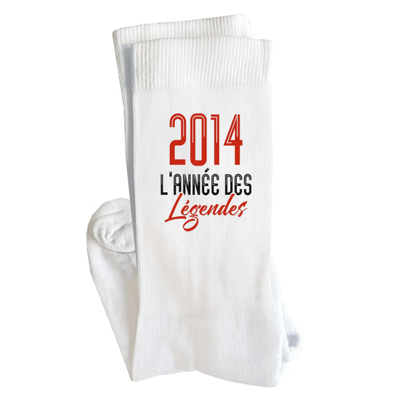 Chaussettes 2014 l'année des légendes | Socks | Taille 36-40 | Idée Chaussettes Personnalisées Cadeau Fête Original Famille Travail Départ Collègue Retraite Noël.