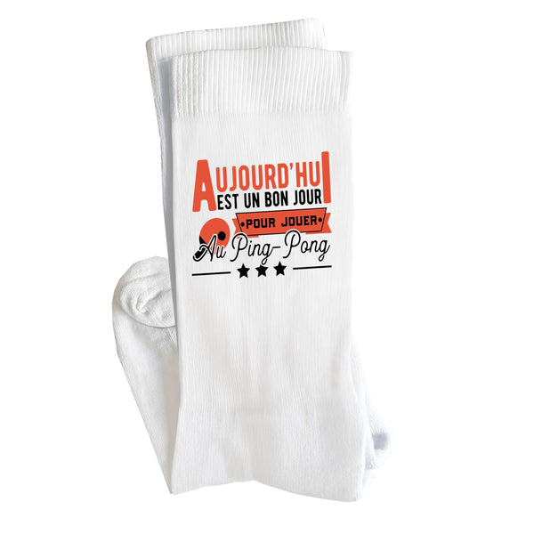 Chaussettes Ping pong 8 Noir | Socks | Taille 41-45 | Idée Chaussettes Personnalisées Cadeau Fête Original Famille Travail Départ Collègue Retraite Noël.