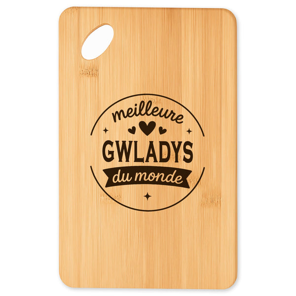 Planche à découper Meilleure Gwladys du monde 1 - Plateau Apéro en Bambou Cadeau Original Cuisine Barbecue