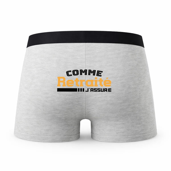 Caleçon Homme Humoristique comme Retraite Jassure – Boxer Coton Imprimé en France – Idée Cadeau Original Homme Anniversaire Fête des Pères – Taille S