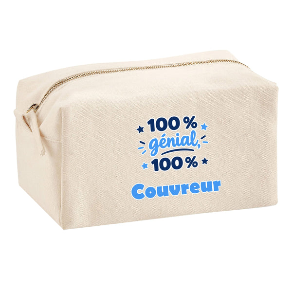 Trousse Multifonction 100% Génial 100% Couvreur - Multi-Purpose Case - Idée Trousse Multifonction Cadeau Anniversaire Fête Original Famille Travail Départ Collègue Retraite Noël.
