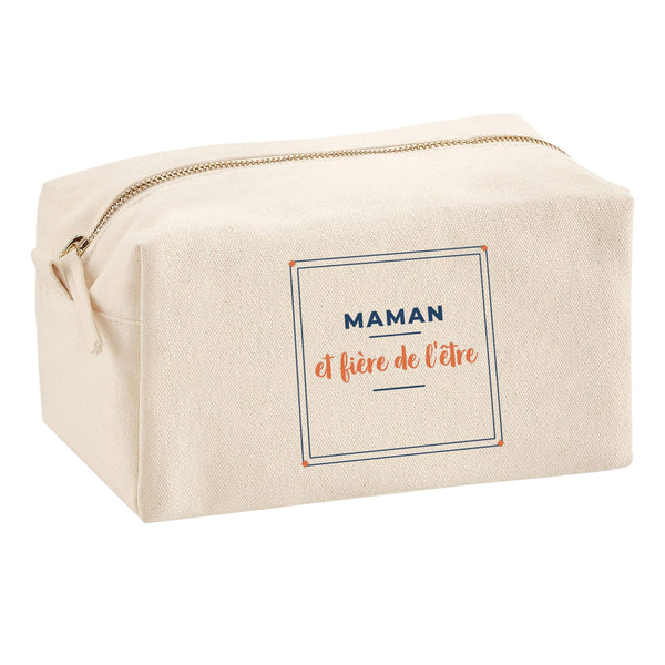 Trousse Multifonction Maman et Fiere de Letre - Multi-Purpose Case - Idée Trousse Multifonction Cadeau Anniversaire Fête Original Famille Travail Départ Collègue Retraite Noël. - Bleu&Terracotta - 3