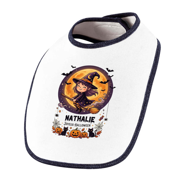 Bavoir Nathalie - Joyeux Halloween 2 - Baby Bib - Idée Bavoir Bébé Cadeau Naissance Baby Shower Anniversaire Fête Original Famille Noël.