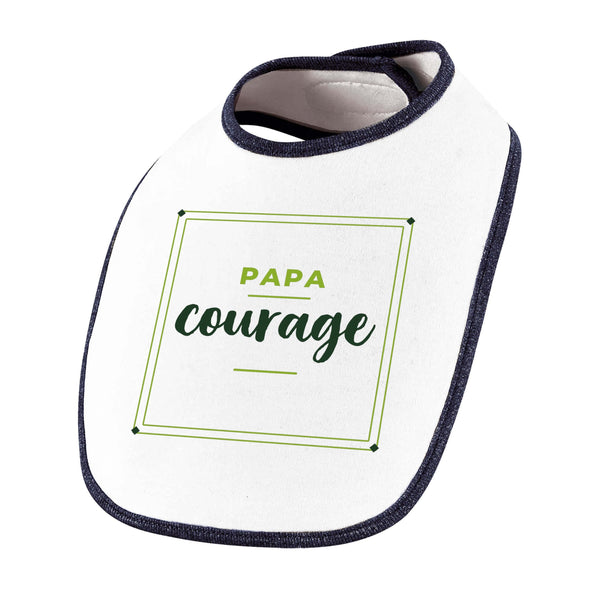 Bavoir Papa Courage - Baby Bib - Idée Bavoir Bébé Cadeau Naissance Baby Shower Anniversaire Fête Original Famille Noël. - Vert&Vert - 3