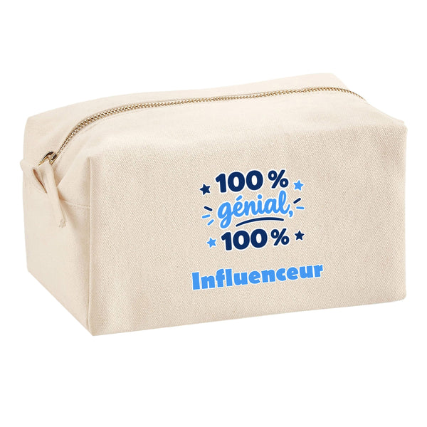 Trousse Multifonction 100% Génial 100% Influenceur - Multi-Purpose Case - Idée Trousse Multifonction Cadeau Anniversaire Fête Original Famille Travail Départ Collègue Retraite Noël.
