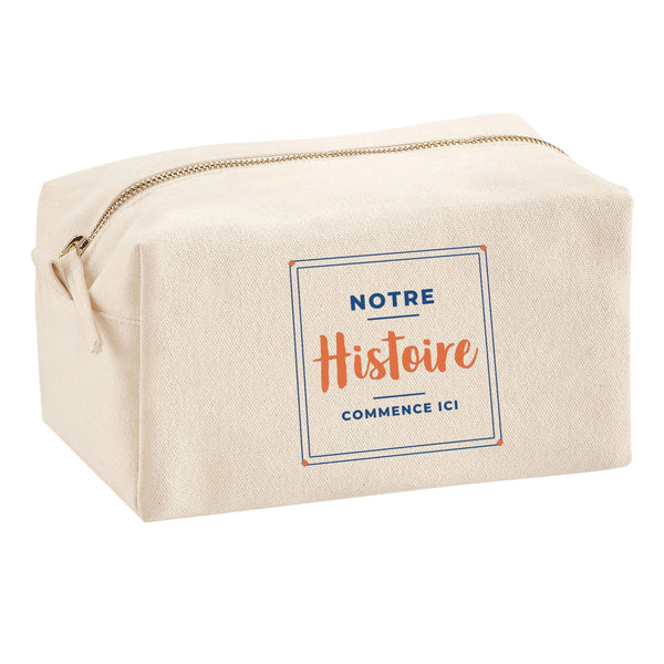 Trousse Multifonction Notre Histoire Commence Ici - Multi-Purpose Case - Idée Trousse Multifonction Cadeau Anniversaire Fête Original Famille Travail Départ Collègue Retraite. - Terracotta&Bleu - 3