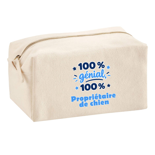 Trousse Multifonction 100% Génial 100% Proprietaire de Chien - Multi-Purpose Case - Idée Trousse Multifonction Cadeau Anniversaire Fête Original Famille Travail Départ Collègue Retraite Noël.
