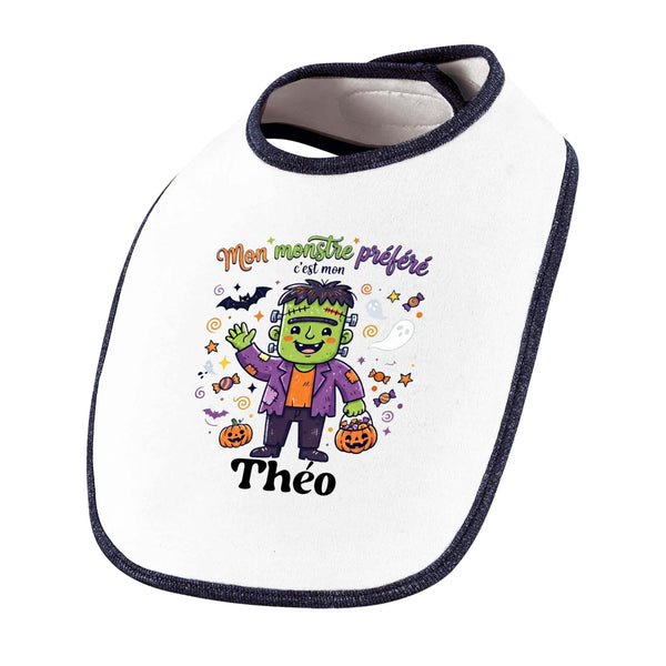Bavoir Mon Monstre Prefere C'est Mon Theo - Baby Bib - Idée Bavoir Bébé Cadeau Naissance Baby Shower Anniversaire Fête Original Famille Noël.