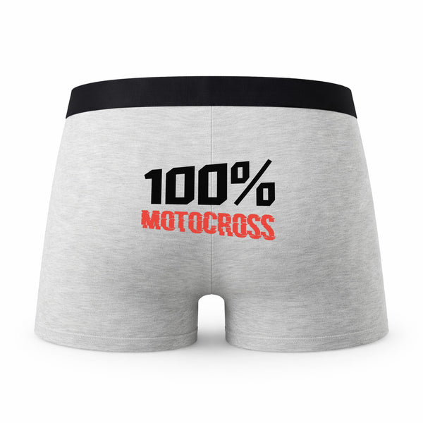 Caleçon Homme Humoristique 100% Motocross – Boxer Coton Imprimé en France – Idée Cadeau Original Homme Anniversaire Fête des Pères – Taille L