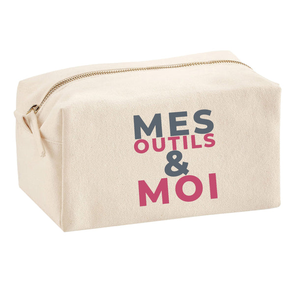Trousse Multifonction Mes Outils Moi - Multi-Purpose Case - Idée Trousse Multifonction Cadeau Anniversaire Fête Original Famille Travail Départ Collègue Retraite Noël. - Gris&Rose - 1