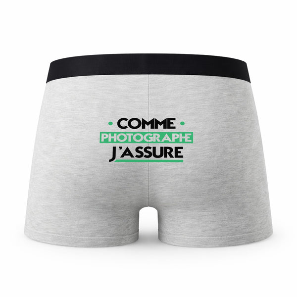 Caleçon Homme Humoristique comme Photographe Jassure – Boxer Coton Imprimé en France – Idée Cadeau Original Homme Anniversaire Fête des Pères – Taille M