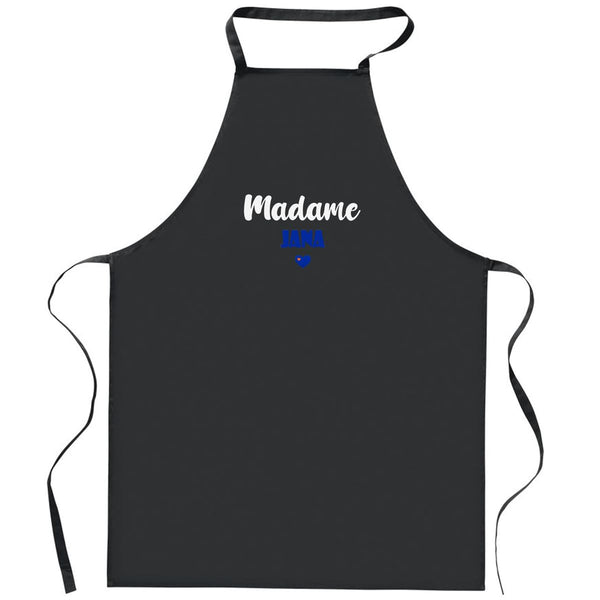 Tablier Noir Madame Jana | Apron | Idée Tablier Personnalisable Cadeau Anniversaire Cuisine Jardinage Fête Original Famille Travail Départ Collègue Retraite