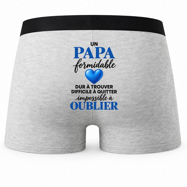 Boxer Homme Papa Formidable | Caleçon Coton Gris Motif au Dos Coutures Plates S à 5XL | Idée Cadeau Fête des Pères Fête des Pères Noël