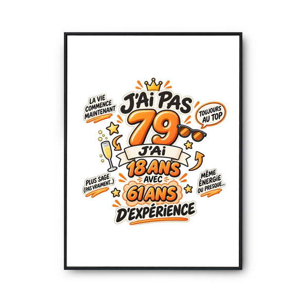 Poster Anniversaire 079 Ans Expérience | Affiche Papier Photo 310 g Finition Perlée Format A4 à A2 | Déco Murale Salon Chambre | Idée Cadeau Crémaillère