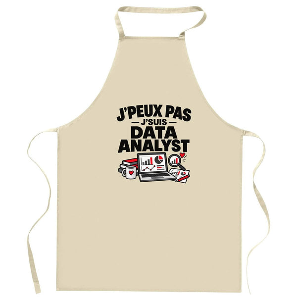 Tablier de Cuisine Data Analyst J'peux pas | Pour Elle | Coton 90 × 60 cm Cou Ajustable Nouage dans le Dos | Pâtisserie Barbecue Atelier | Idée Cadeau Informaticien Informaticienne Fête des Pères Noël
