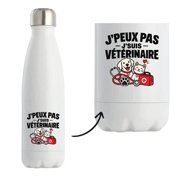 Gourde Isotherme Vétérinaire J'peux pas | Pour Elle | Bouteille Inox Double Paroi 500 ml Froid 24 h Chaud 12 h | Sport Bureau Randonnée Vélo | Idée Cadeau Clinique Vétérinaire Noël Départ