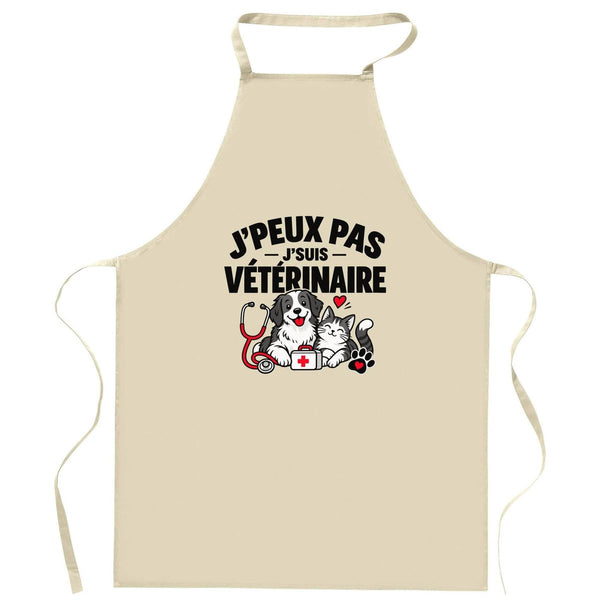 Tablier de Cuisine Vétérinaire J'peux pas | Pour Lui | Coton 90 × 60 cm Cou Ajustable Nouage dans le Dos | Pâtisserie Barbecue Atelier | Idée Cadeau Clinique Vétérinaire Fête des Pères Noël
