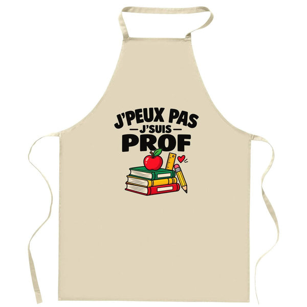 Tablier de Cuisine Prof J'peux pas | Pour Elle | Coton 90 × 60 cm Cou Ajustable Nouage dans le Dos | Pâtisserie Barbecue Atelier | Idée Cadeau Professeur Professeure Fête des Pères Noël