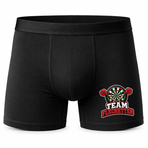 Boxer Homme Team fléchettes | modèle 2 | Caleçon Coton Noir Motif Devant Coutures Plates S à 5XL | Idée Cadeau Fête des Pères Noël