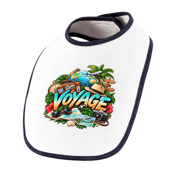 Bavoir Bébé Voyage | Coton Double Épaisseur Attache Auto-Agrippante | Repas Fille Garçon Mixte | Idée Cadeau Voyageur Voyageuse Naissance Baby Shower