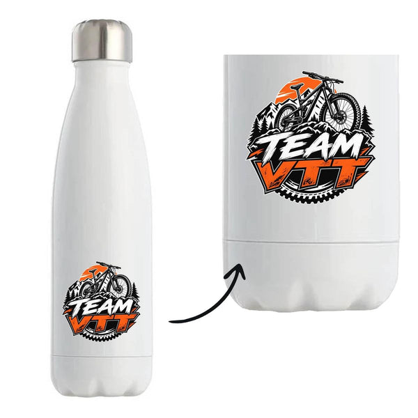 Gourde Isotherme Team VTT | modèle 1 | Bouteille Inox Double Paroi 500 ml Froid 24 h Chaud 12 h | Sport Bureau Randonnée Vélo | Idée Cadeau Vététiste Noël Départ
