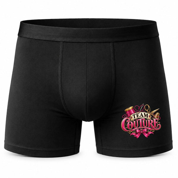 Boxer Homme Team Couture | Caleçon Coton Noir Motif Devant Coutures Plates S à 5XL | Idée Cadeau Couturier Fête des Pères Noël