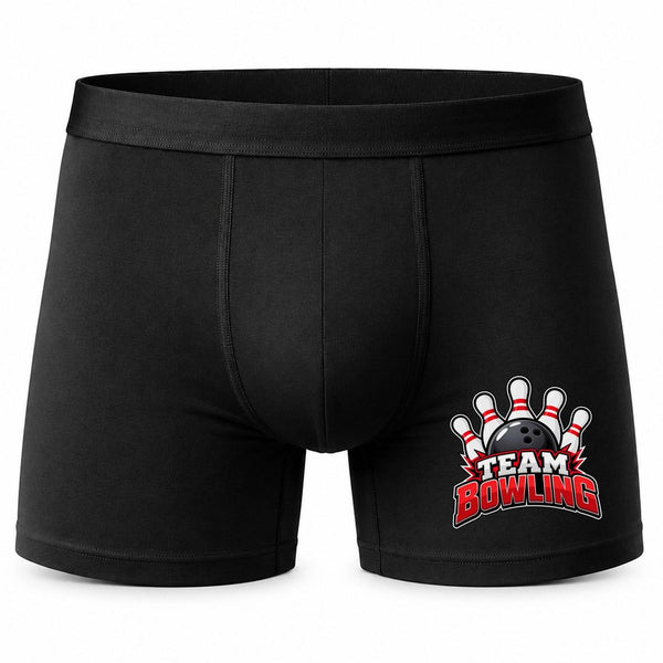 Boxer Homme Team Bowling | modèle 2 | Caleçon Coton Noir Motif Devant Coutures Plates S à 5XL | Idée Cadeau Fête des Pères Noël