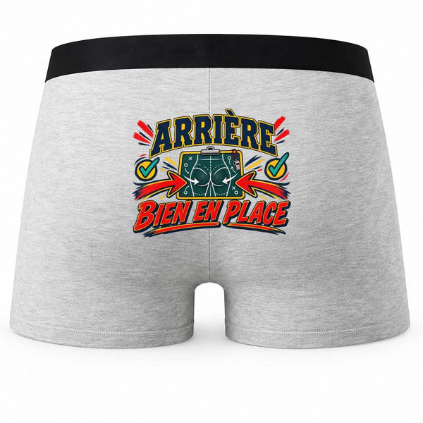 Boxer Homme Arrière Bien en Place | Caleçon Coton Gris Motif au Dos Coutures Plates S à 5XL | Idée Cadeau Sportif Fête des Pères Noël