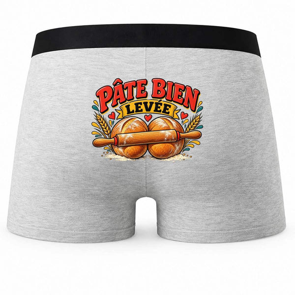 Boxer Homme Pâte Bien Levée | Caleçon Coton Gris Motif au Dos Coutures Plates S à 5XL | Idée Cadeau Cuisinier Fête des Pères Noël