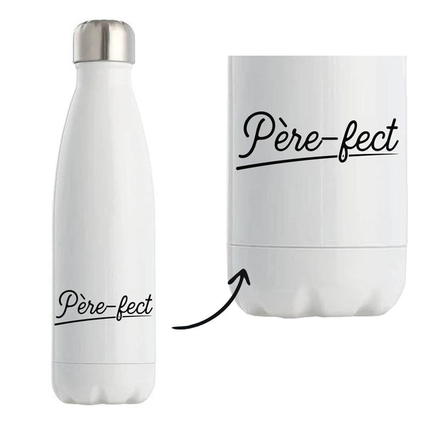 Père-fect Gourde Isotherme | Bouteille Inox Double Paroi 500 ml Froid 24 h Chaud 12 h | Sport Bureau Randonnée Vélo | Idée Cadeau Papa Noël Départ