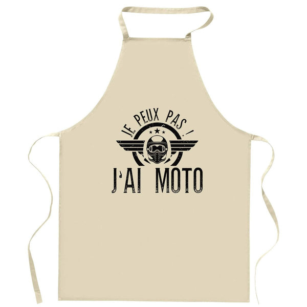 Tablier de Cuisine Je peux pas J'ai Moto | Coton 90 × 60 cm Cou Ajustable Nouage dans le Dos | Pâtisserie Barbecue Atelier | Idée Cadeau Motard Fête des Pères Noël