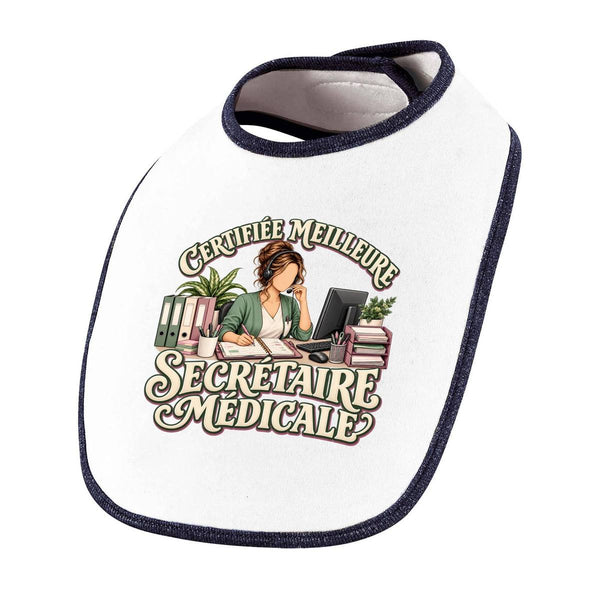 Bavoir Bébé Certifiée meilleure secrétaire médicale Certifié Meilleur | Coton Double Épaisseur Attache Auto-Agrippante | Repas Fille Garçon Mixte | Idée Cadeau Naissance Baby Shower