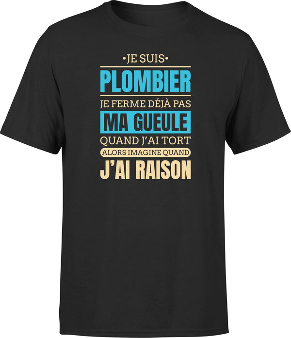T shirt homme j ai raison je suis plombier