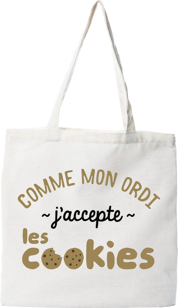 Tote bag coton recyclé j'accepte les cookies