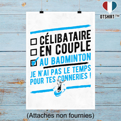Affiche célibataire au badminton