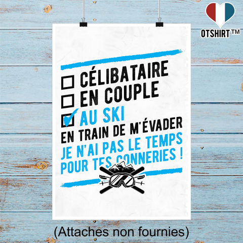 Affiche célibataire en couple au ski