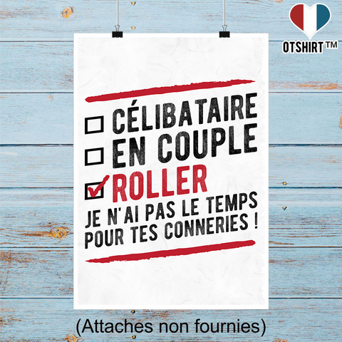 Affiche célibataire en couple roller