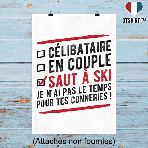 Affiche célibataire en couple saut à ski
