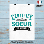 Affiche certifiée meilleure soeur