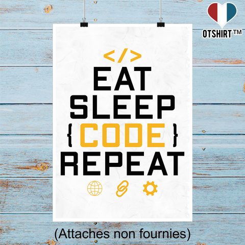 Affiche eat sleep code repeat