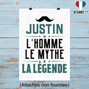 Affiche justin l'homme le mythe la légende