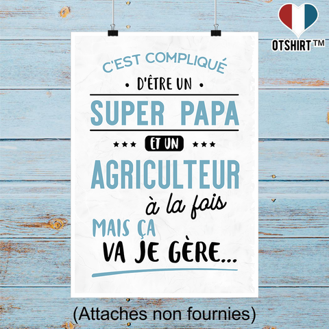 Affiche super papa et agriculteur