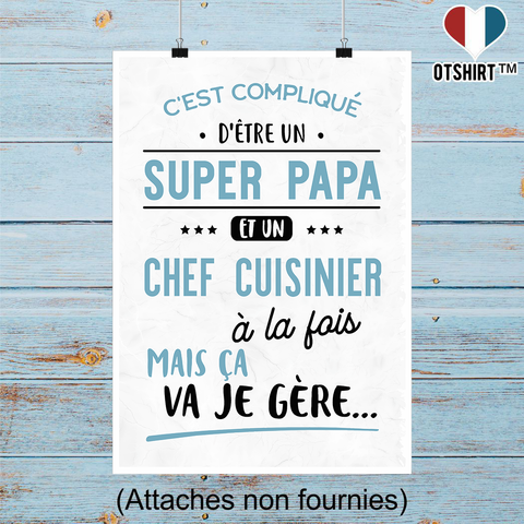 Affiche super papa et chef cuisinier