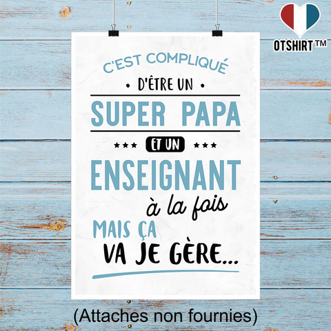 Affiche super papa et enseignant