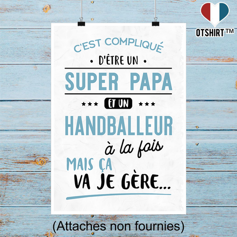Affiche super papa et handballeur