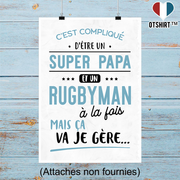 Affiche super papa et rugbyman