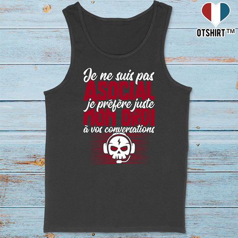 Débardeur homme pas asocial ordi