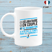 Mug célibataire au badminton